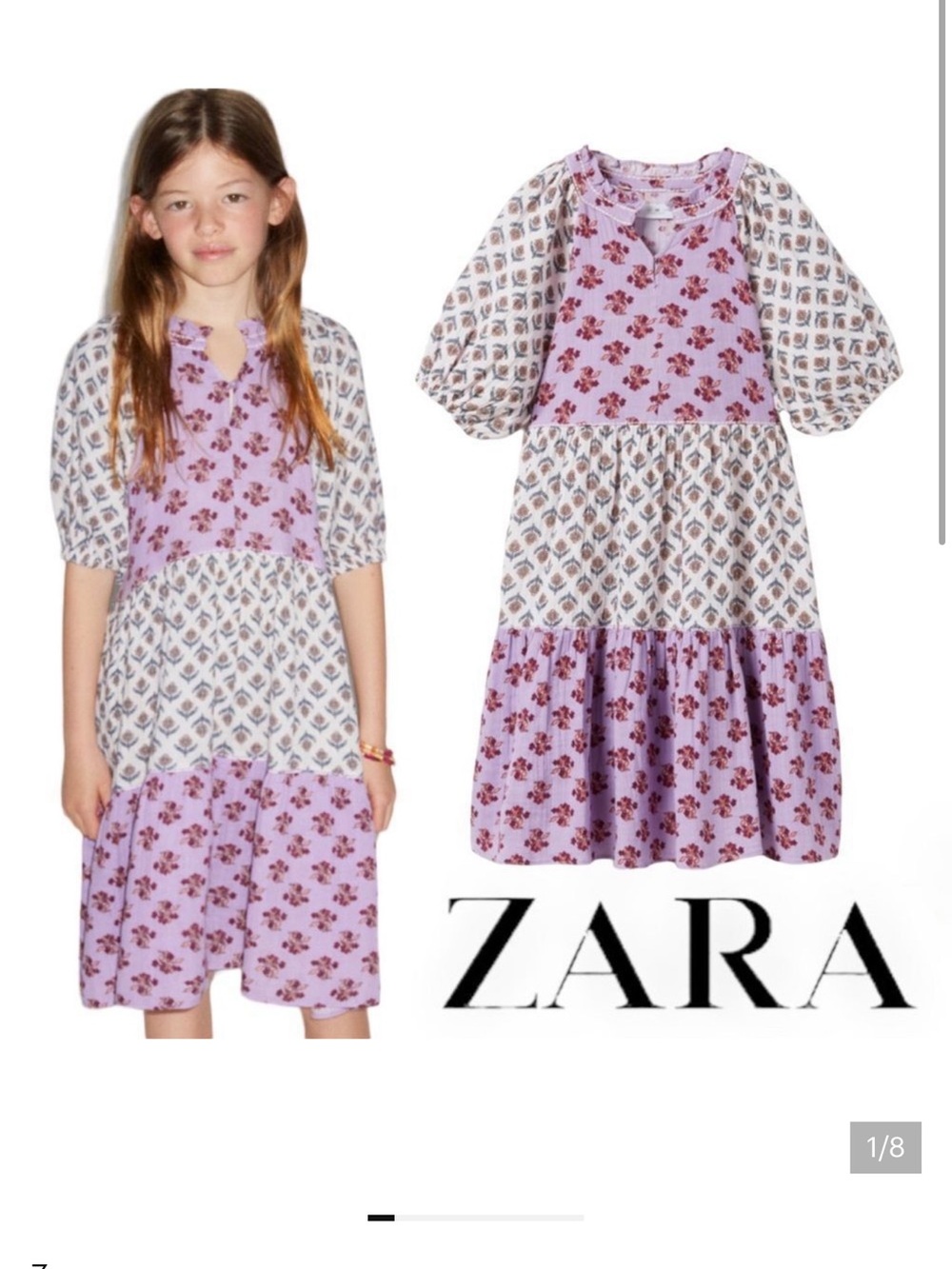 Zara Lavender & Cream Patchwork Midi Dress